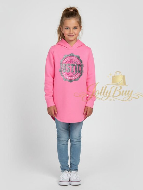 Justice Other - Justice Girls 2-Pc Set Pink Hoodie Sweatshirt Silver Logo Purple Tank Size 10